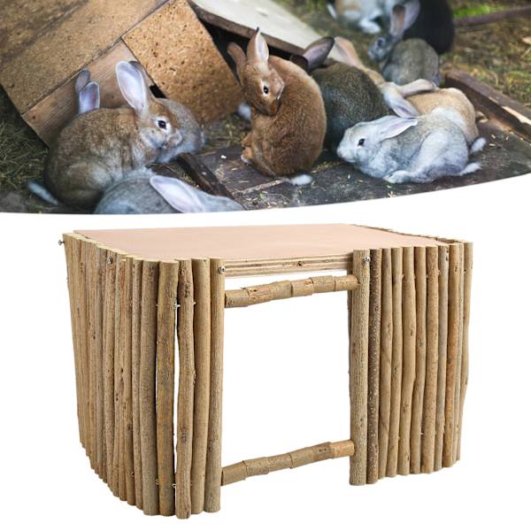 Træ Hamster Hule med Platform til Kanin Chinchilla Marsvin