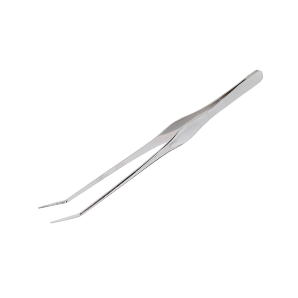 Akvarium Pinsett Buet Langt Håndtak Takket Spiss Rustfritt Stål Fisk Reptil Fôring Tong for Fisk Tank Anlegg 9.8in