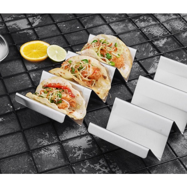 Taco-holder sæt med 4 lavet af metal til Taco Tuesday, som en taco-skal form