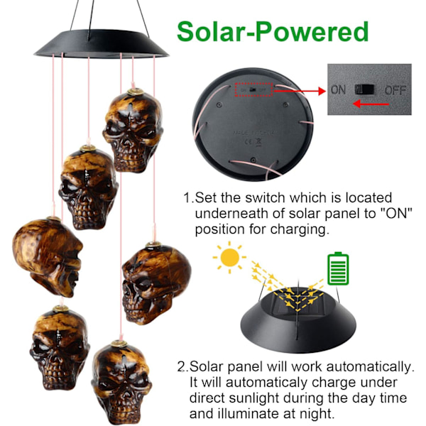 Färgskiftande Dekor För Utomhuspresenter, Solcellsdriven Vindspel Med ABS-material Lätt Att Installera För Trädgårdar Uteplatser, Miljövänlig Solenergi Vattentät