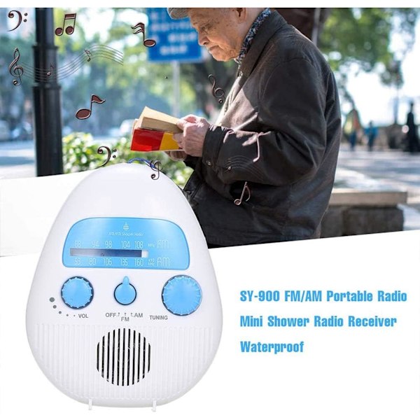 Mini Duschradio Vattentät Badradio Batteridriven FM/AM Radio