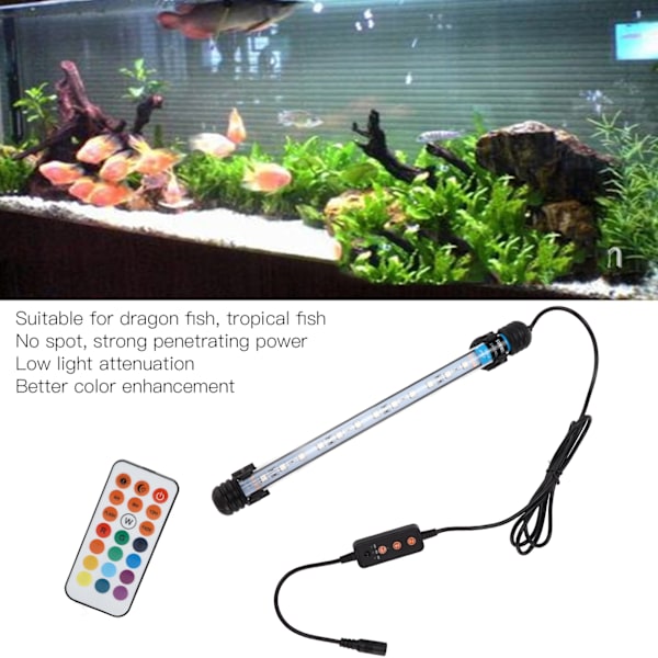 Akvarie Lys Justerbar Timing Stærk Penetrerende Effekt Nedsænkelig LED Akvarie Lys 110‑240V12 Lampe Perler EU Stik