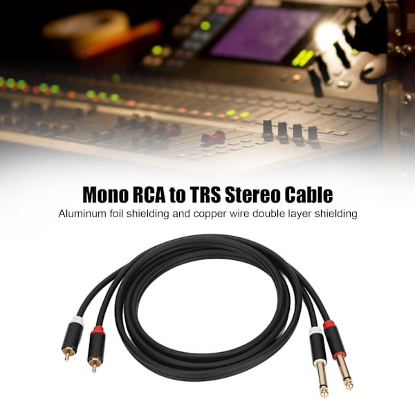 1/4in dobbel RCA til dobbel TS-kabel 4,9 fot 6,35 mm 2 RCA-port til 2 TS-port kabel stereo-interconnect-ledning