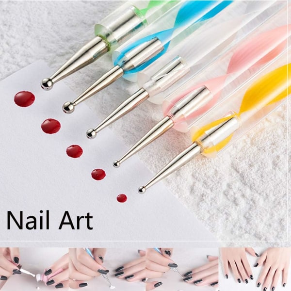 10 STK Dotting Tools Sæt til Nail Art, Prægning Stylus til