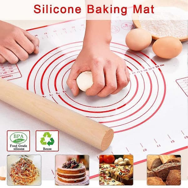 Silikonbakeunderlag med deigskrape, lette og klebefrie bakeunderlag for baking og matlaging 40 * 30cm