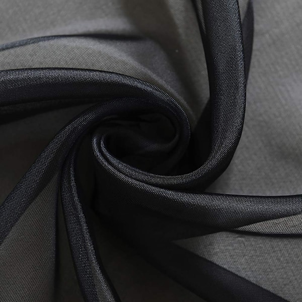 Gardiner Paneler Soveværelse Semi Sheer Voile Gardiner Sort (100*250)