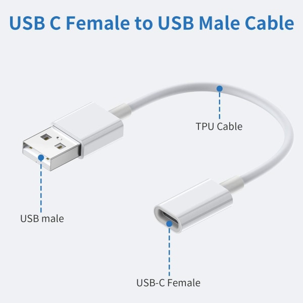 USB C hunn-til-USB-hann-adapter (3-pack), Type C til USB A