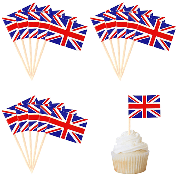 Distinkt Design Storbritanniens Flagga, Miljövänlig Pappersflagga Trätandpetare Dubbelsidig Tryckning För Livfulla VM-Dekorationer, Landsflaggor