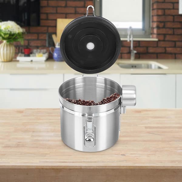 Oppbevaringskrukker for kaffebønner i rustfritt stål, 3 stk.
