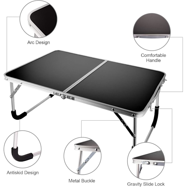 Kompakt &amp; Portabelt Bord i Aluminiumlegering, Vikbar Design För Enkel Montering, Multifunktionell Utomhusresekompis som Säkerställer Stabilitet och Bekvämlighet