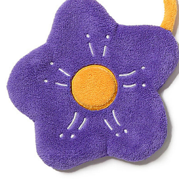 Handduk Dubbel Lager Korallfleece Blomform Stark Absorptionsförmåga Mjuk Hängande Handduk Lila