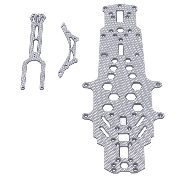RC Karbonfiber Chassis Høy Fleksibilitet CNC Maskinering Hul 2 Lags Synkende Erstatning RC Bunn Chassis Plate Sølv
