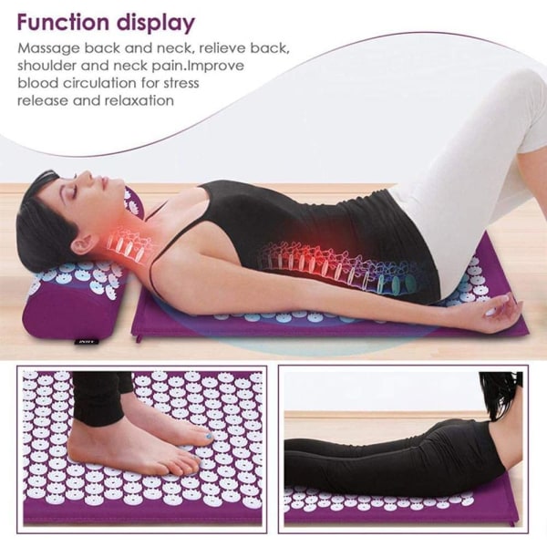 BulzEU Akupainantamatto- ja set / Akupunktiomatto Spike-joogamatto hierontaan, hyvinvointiin, rentoutumiseen ja jännitysten rentouttamiseen lihasten rentoutumiseen jälkeen