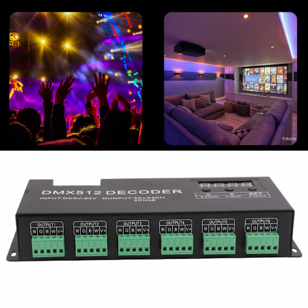 24-kanals DMX-avkodare digital display RGBW DMX512 dimningsdrivrutin LED-styrenhet för scenfält DC5V-24V