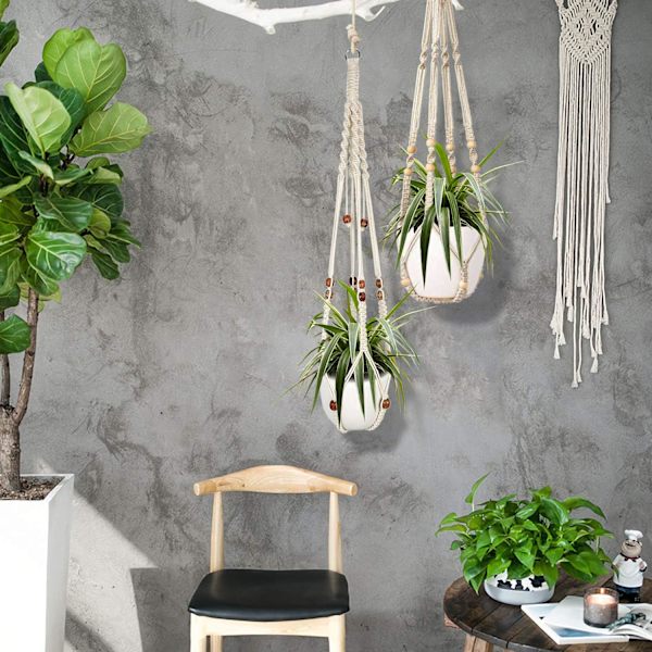 Hängande korg, boho bomullsrep hängande korg blomkruka växtställ