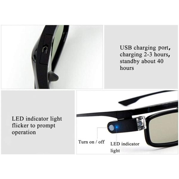 3D-briller, Active Shutter oppladbare briller for 3D