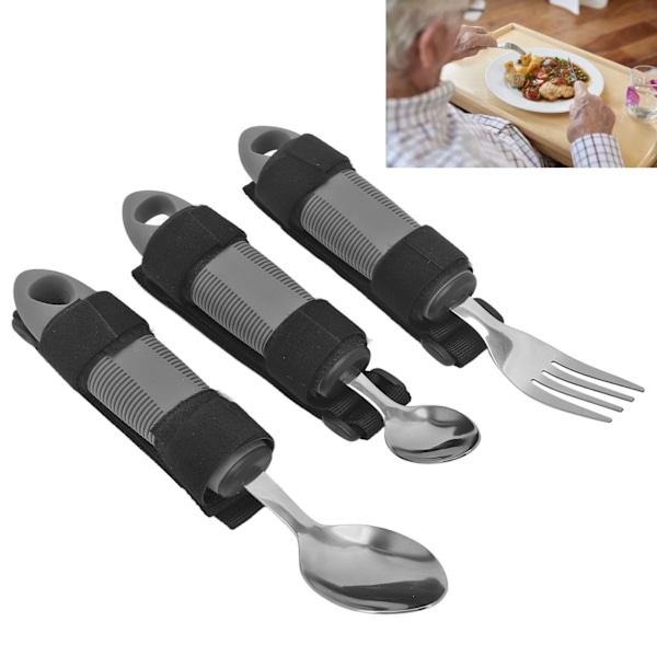 3Pcs Adaptive Utensils for Elderly Arthritis Disabled Adults Weak Hand Grip Handicapped Weighted Eating Fork Spoon