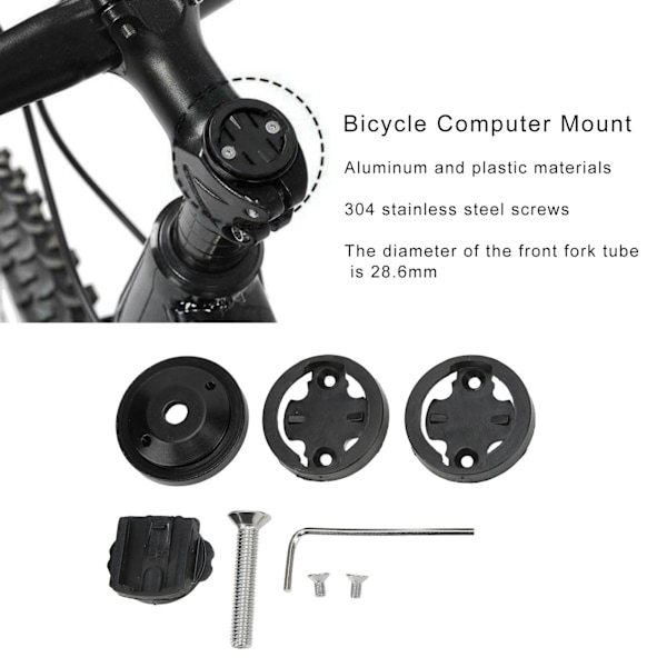 Cykelcomputerholder CNC Anode 28,6mm forgaffeldiameter 304 rustfrit stål skruer cykelstam headset cover mount sort