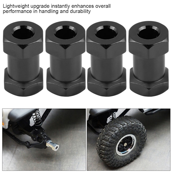 4 st 12 mm RC Hex hjulnav metall adapter för D90 AX10 CC01 SCX10 F350 Crawler (20 mm svart)
