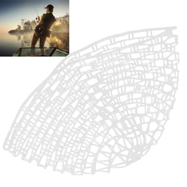 Fluefiske Landing Net Mykt Gummimesh Ørret Bass Fiske Fang og Slipp Net 50#