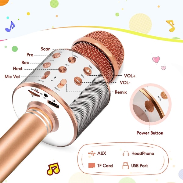 Morsomme leker for 3-12 år gamle jenter, mikrofon for barn Karaoke