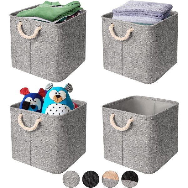 Lot de 4 Panier Rangement,Cubes de Rangement Pliants Boîtes de Rangement Ouvertes-30CM,Multicolores Boîtes de Rangement pour Vêtements, Jouets,