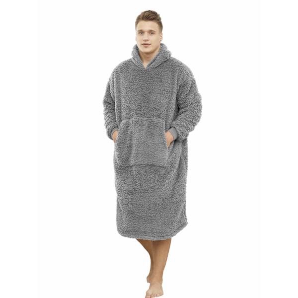 Oversized hættetrøje-sweatshirt TV-tæppe med lange ærmer, lomme