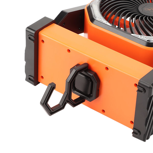 Campingfläkt med LED-lykta 4 nivåer 270 graders svängbar stor luftvolym USB uppladdningsbar utomhustältfläkt med ljuskrok orange