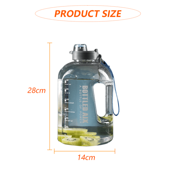 2,2L Vandflaske Med Halm - Vandkande - Motiverende Vand