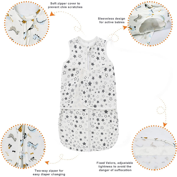Sommarsäck för baby, sovsäck för baby, swaddlefilt med dragkedja