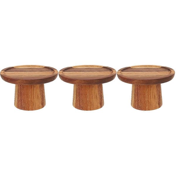 Tårtställ för hemmabruk, 3-pack träbrickor för cupcakes