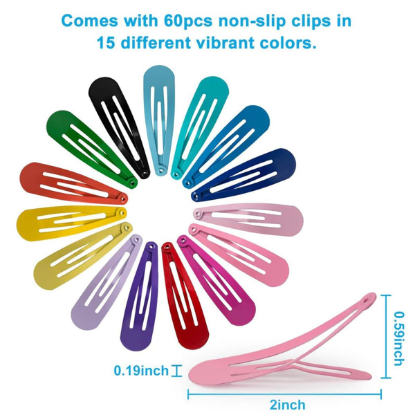 60 stk hårspænder, skridsikre hårspænder, 2 tommer metal hårnåle tilbehør til småbørn, piger, børn, teenagere, kvinder eller småbørn, kawaii ting (15