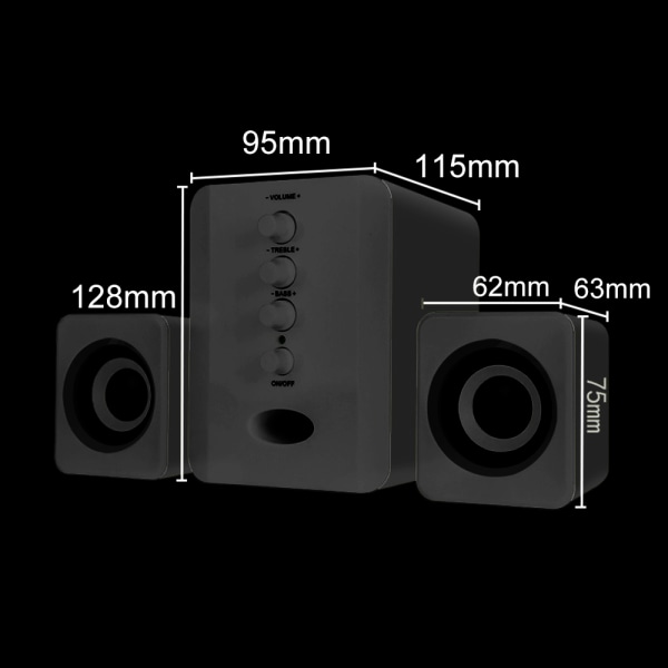 Mini USB 2.1 Kablet kombinasjonshøyttaler Bass Musikk Subwoofer for