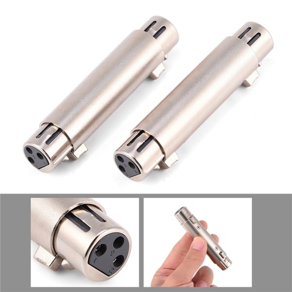 2 st 3-stifts XLR hona till hona ljudmikrofonadapterkontakt