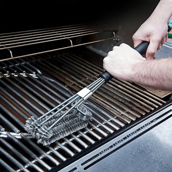 Grillbørste 18 tommer tre-tråds grillbørste grillrengjøringsbørste