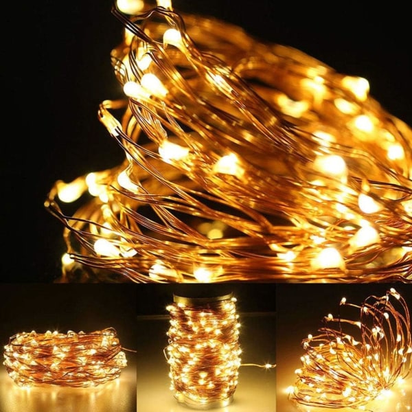 100 LED 32,8-fots Fairy Copper String Lights Usb-drevet,