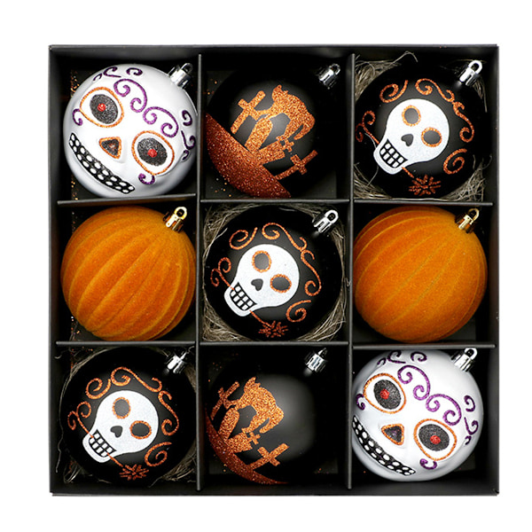Glittrande Sockerskalledekorationer, Handmålade Kvalitets Resin Halloweenprydnader, Perfekta För Día de Muertos-firanden, Splittringsfria Och