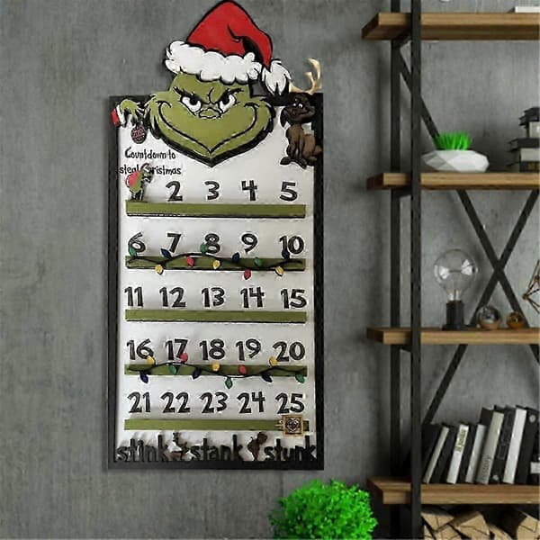 Grinch julekalender i tre – 3D-nedtelling til jul som veggdekorasjon