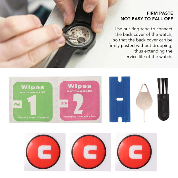 Ring Tape til genmontering af bagcoverglas til Samsung Galaxy Watch Active 2 til Galaxy Watch 3 bagcoverglas udskiftning 3 stk.