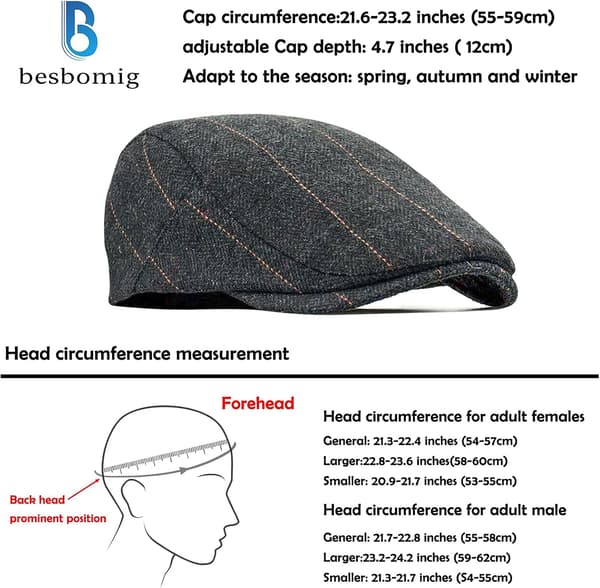 Herre Beret Flat Cap Golf Driving Newsboy Hat Flat Cap - Ullfilt