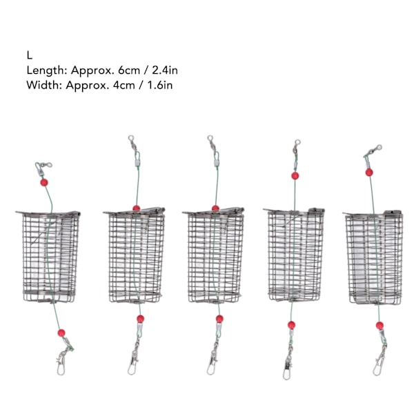 5 kpl kalastus syötti häkit houkutella häkki ruostumaton teräs kalastus ansa kori syöttölaite pidike L