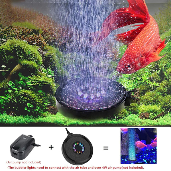Akvarium Luftbubbla LED-Lampa, Automatisk Färgskiftande Luftbubbeldekoration för Akvarium, Kompletterande Syre, Lång Livslängd, Mångsidig Användning I