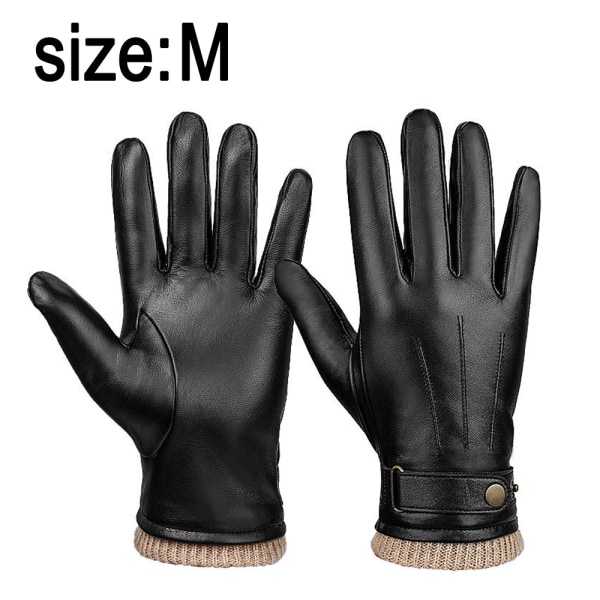 Svarta handskar Vinter fårskinn varma handskar Herr enkel