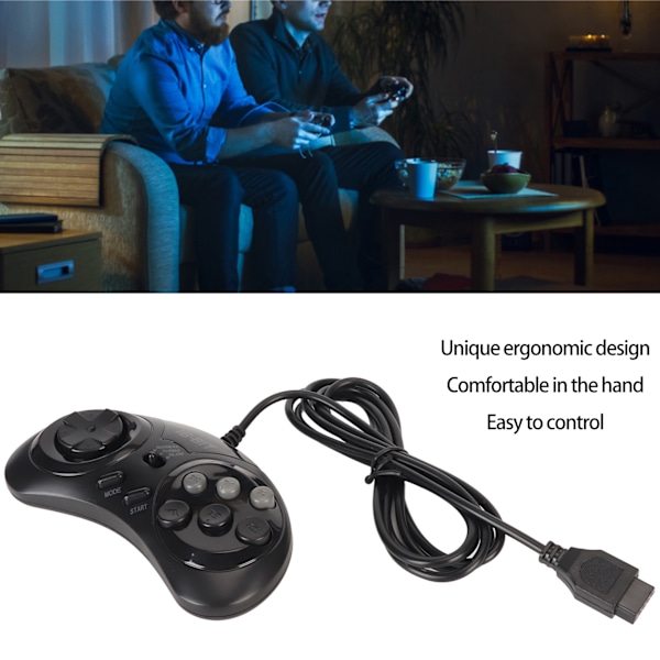 for Sega Controller 9 Pin 16Bit Mini Håndholdt Ergonomisk Klassisk Bærbar Gamepad Controller