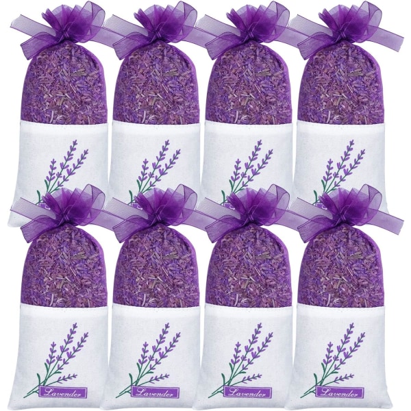 Lavendelposer, tørkede lavendelposer 8-pakning for skap, Dra