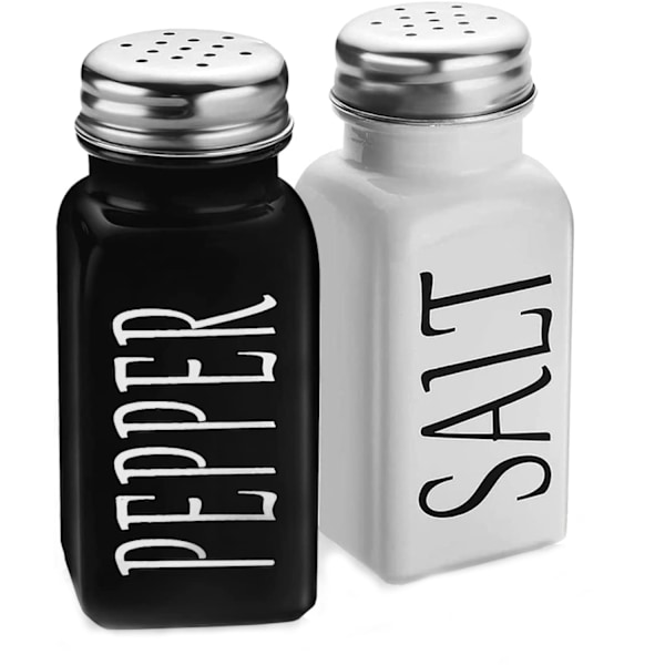 Salt- och pepparkvarnset, vintage glas svart och vitt kvarnar för hemmet