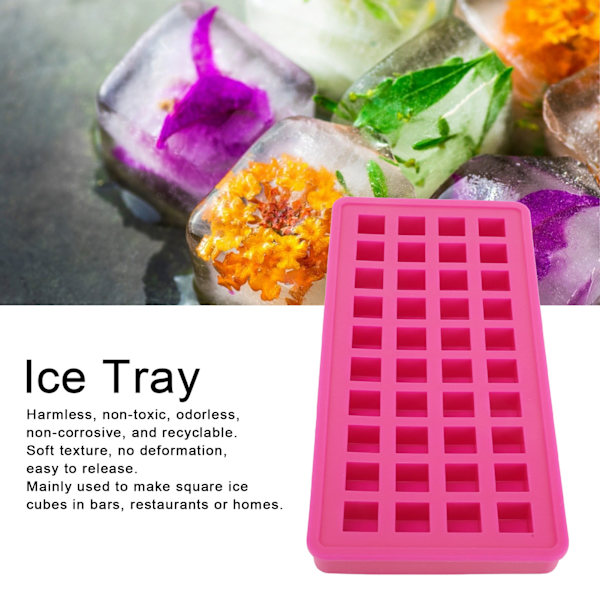 40Grids Silikone Isterningbakke Firkantet Form Isterninger Maker Form DIY Køkken TilbehørRose Rød