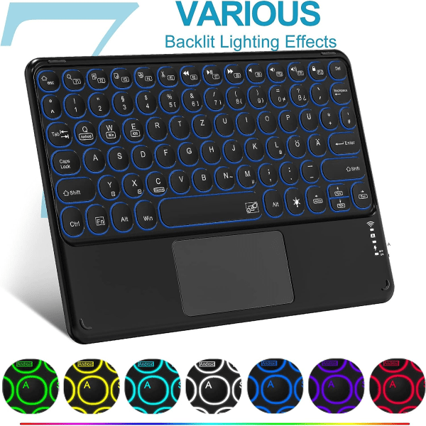 Bluetooth-tastatur med touchpad genopladelig bærbar trådløs