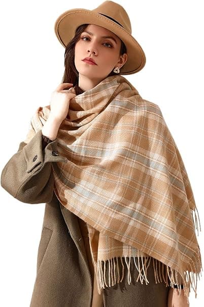 Oransje Vinter Tartan Skjerf - Vinter Skjerf Kvinner Stilig Varm Blan