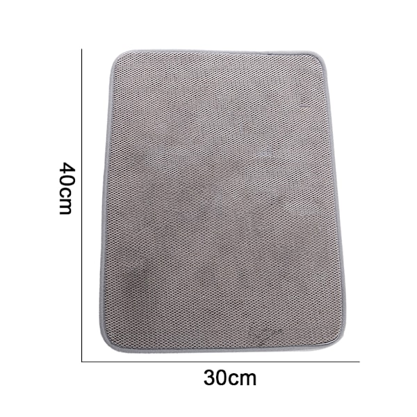 Mikrofiber tørkematte 40 x 30 cm, superabsorberende sklisikker grå